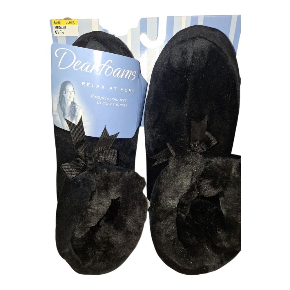 Dearfoams Black Ankle Bootie Slippers - Unworn Women's Size 6.5-7.5